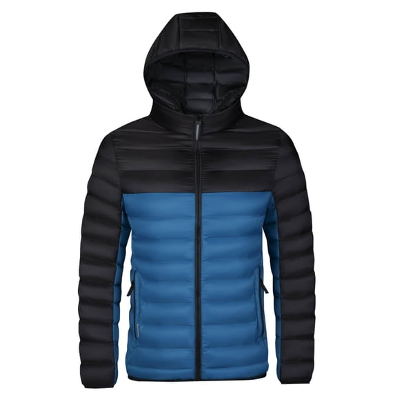 Nebwoak Mens Winter Coats With Hood- Zip Up Warm Casual Midweight Quilted Jacket Light Blue Size XL