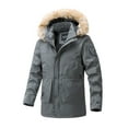 thumbnail image 1 of Nebwoak Mens Winter Coats with Faux Fur Hood- Heavyweight Full Zip Warm Parka Coat Casual Puffer Jacket Gray Size 2XL, 1 of 7