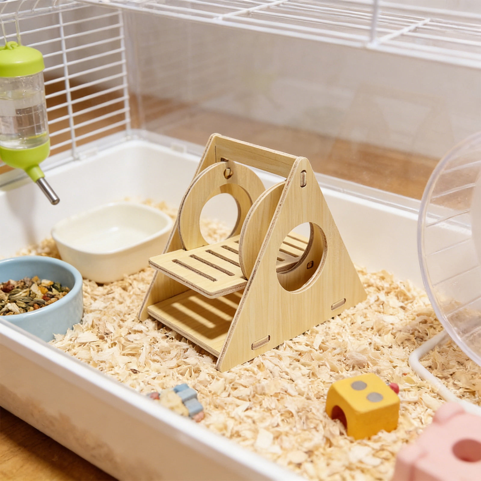 Nebwoak Natural Solid Wood Hamster Hideout Small Animal Bed Chew Toy for Gerbils Mice Dwarf Hamsters 5.5x4.7x3.9 Inch