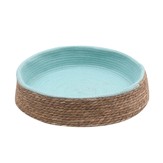 Nebwoak Rattan Weaving Semi-Enclosed Pet Bed with Soft Cushion, Dual-Purpose Storage Basket for Small/Medium Cats & Dogs
