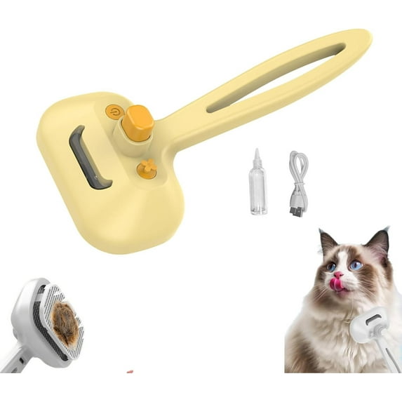 Nebwoak Rechargeable Pet Steam Brush for Dogs & Cats - 3-in-1 Deshedding Tool with Steam Spray, Refillable Tank & Massage Function, Wireless Grooming Brush