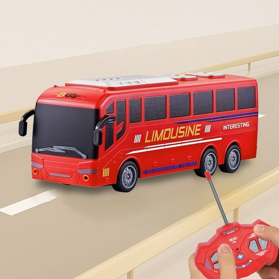 Nebwoak Remote Control Bus Toy 1:30 Scale, 4-Way LED, Durable Safe ABS, Realistic Sch-ool Bus Design for Ki-ds Tod-dlers