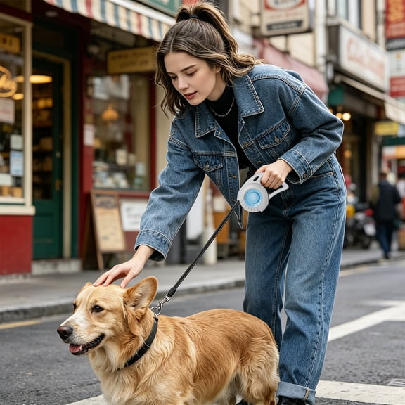 Nebwoak Retractable Dog Leash 9.84ft Nylon Tape for Small Medium Dogs, Heavy Duty One Hand Control Tangle Free Walking Lead