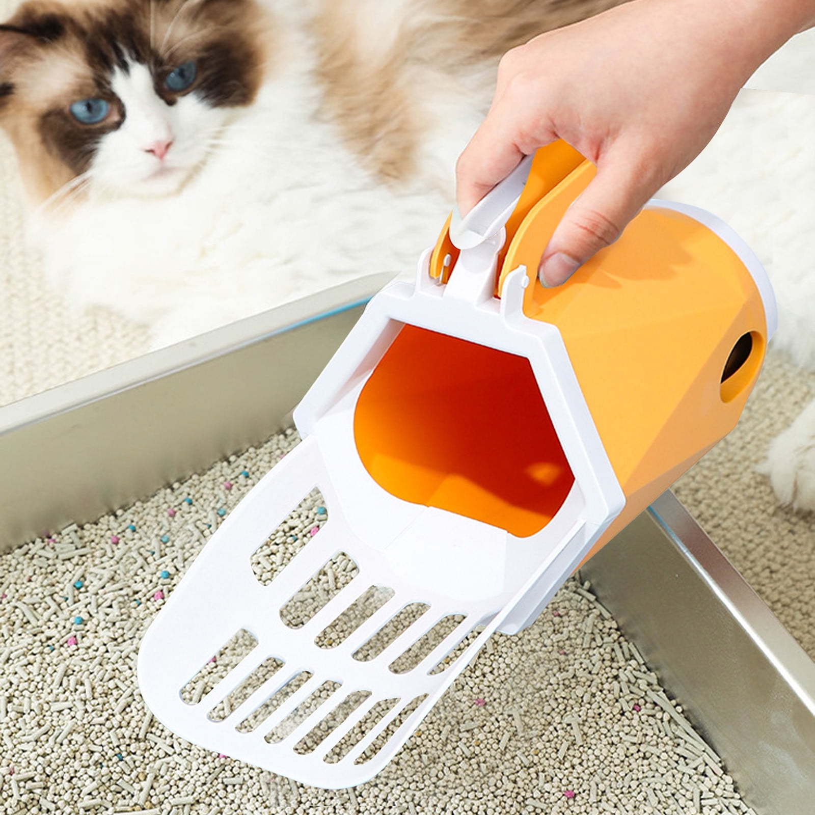 Nebwoak Self-Filtering Cat Litter Scoop - Durable ABS Plastic, Ergonomic Non-Slip Handle, Smooth Edges, Fits Most Litter Boxes (Yellow)