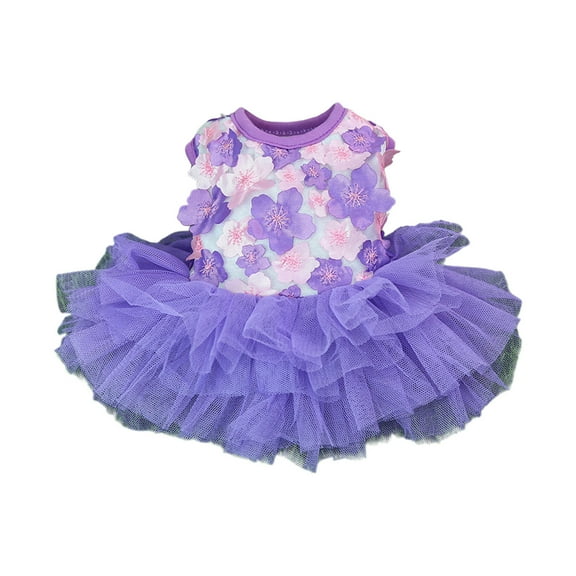 Nebwoak Trendy Purple Dog Dress with Bow - Cute Pet Dress for Small to Medium Dogs, All Season Fashionable Dog Attire, Stylish Pet Outfit