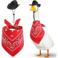 thumbnail image 1 of Nebwoak Western Cowb-oy Outfit for 23in Cement Goose Statue - Cowb-oy Hat with Bandana Scarf, Reusable Outdoor Decor for Garden Porch, Fits 17/23in Standard Geese, 1 of 3