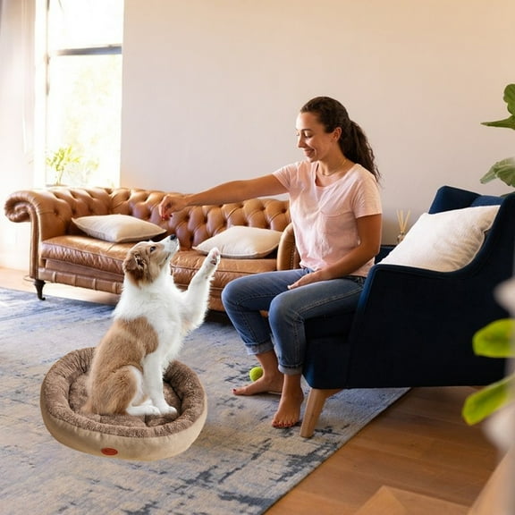 Nebwoak Winter Warm Cats Kennel All Season Universal Oval Cats Mat Winter Thickened Small And Medium Sized Dog Kennel