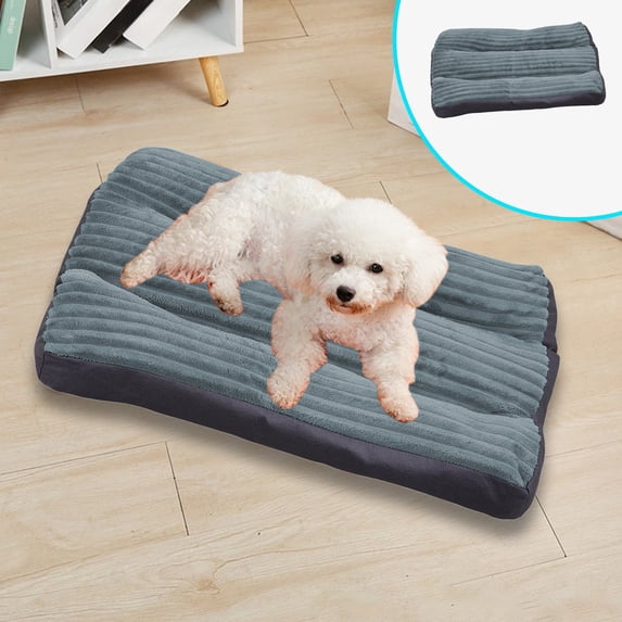 Nebwoak Washable Dog Bed for Large Dogs, Winter Corduroy Dog Bed with Removable Cover, Non-Slip & Odor Resistant, Mint Green & Gray Pet Bed, 24x19 Inches