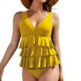 thumbnail image 1 of EWASWON Women's Plus Size Strapless Monokini - Ruffle Trim and 4-Way Stretch, Chic Swimwear for Beach and Pool,Yellow,Size 2XL, 1 of 6