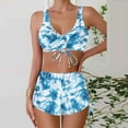 thumbnail image 1 of EWASWON Women's Tie-Dye Adjustable Bikini Set – High-Waisted and Butt-Lifting,Blue,Size M, 1 of 6