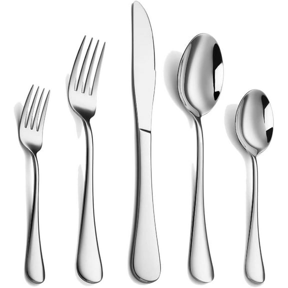 Necano 20-Piece Stainless Steel Flatware Set with Mirror Polished Handles (Service for 4)