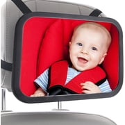 Necano Baby Car Mirror, Car Mirror Baby Rear Facing Seat, Mirror For Baby Car Seat Rear Facing, Baby Mirror For Car, Very Wide Crystal Clear View, Shatterproof Glass, Fully Assembled