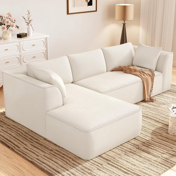 Neche 106" Cloud Couch Sectional Modular Sofa, Deep Seat Comfy Cloud Couch Chenille Memory Foam Sofa Modular Couches for Living Room Bedroom, No Assembly Required (Beige, Left-Facing Chaise)