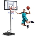 thumbnail image 1 of 4.4-10ft Portable Basketball Hoop 44" Height Adjustable Basketball Goal System with PC Backboard Material Outdoor,Gray, 1 of 12