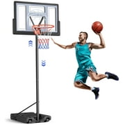 4.4-10ft Portable Basketball Hoop 44" Height Adjustable Basketball Goal System with PC Backboard Material Outdoor,Gray