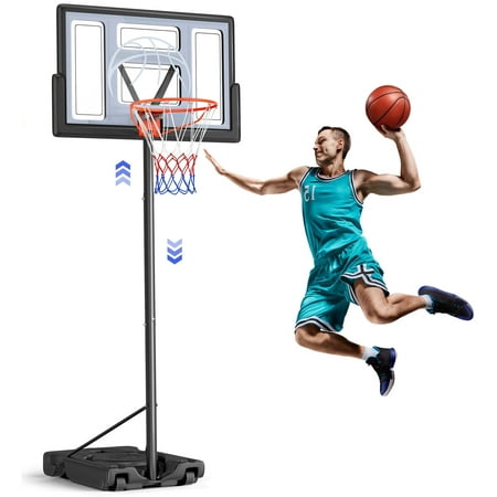 4.4-10ft Portable Basketball Hoop 44" Height Adjustable Basketball Goal System with PC Backboard Material Outdoor,Gray
