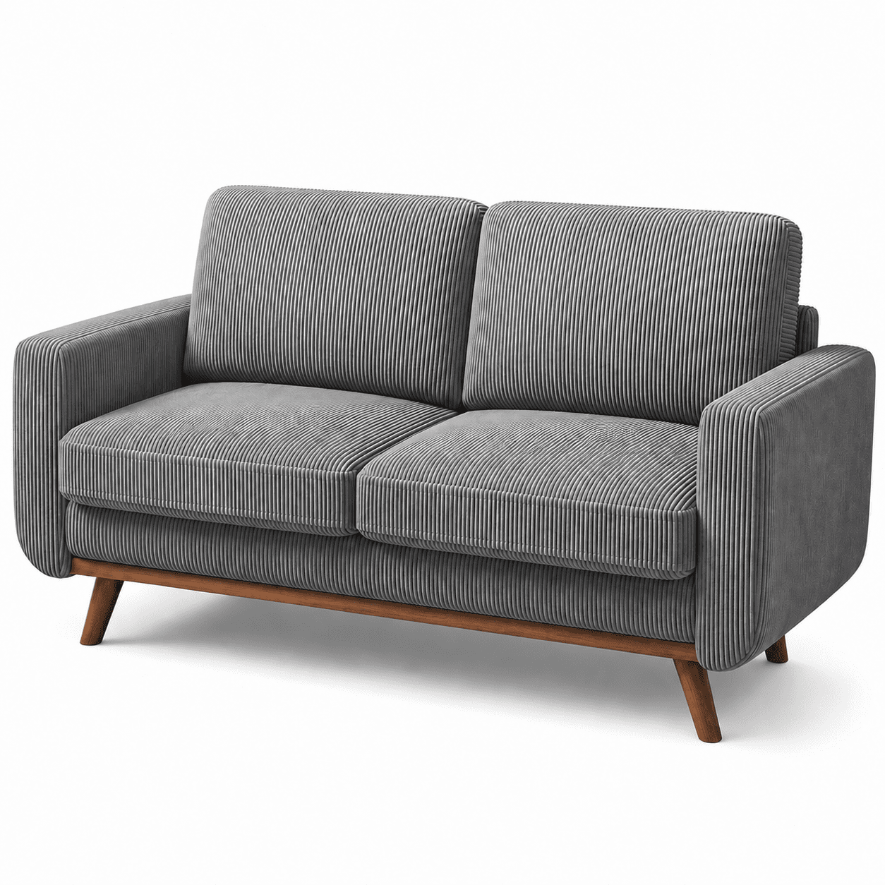 Neche 68" Corduroy Sofa for Living Room, 2 Seater Modern Couch for Small Space Office, Comfy Loveseat in a Box, Grey