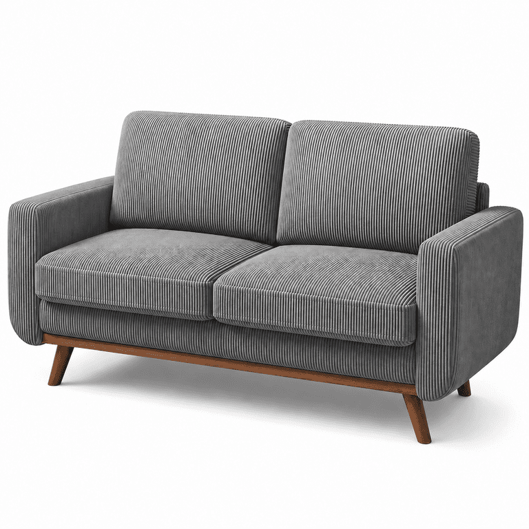 Neche 68 inch Corduroy Sofa for Living Room, 2 Seater Modern Couch for Small Space Office, Comfy Loveseat in a Box, Grey, Gray