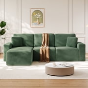 Neche 100 Oversized Modular Sectional Couches For Living Room, L-Shaped Cloud Sofa Couch With Corduroy Fabric, Comfy Couch With Deep Seat, Easy Assembly Required, Green