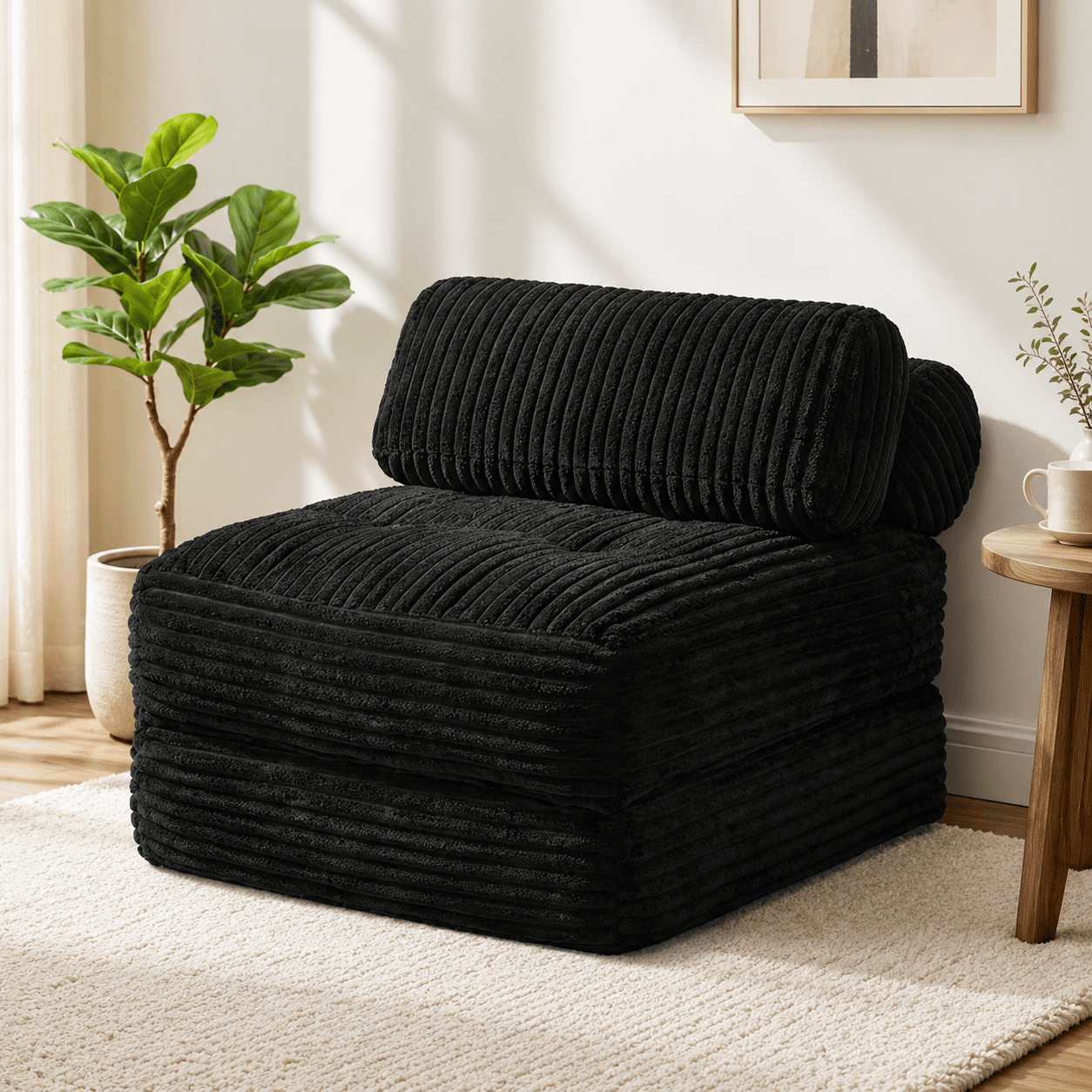 Neche Boneless Folding Sofa Bed Chair, Single Corduroy Convertible