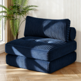 thumbnail image 1 of Neche Single Corduroy Convertible Sleeper Sofa - Folding, Pillow Included, Back Support, Portable for Living Room & Bedroom, Navy, 1 of 13