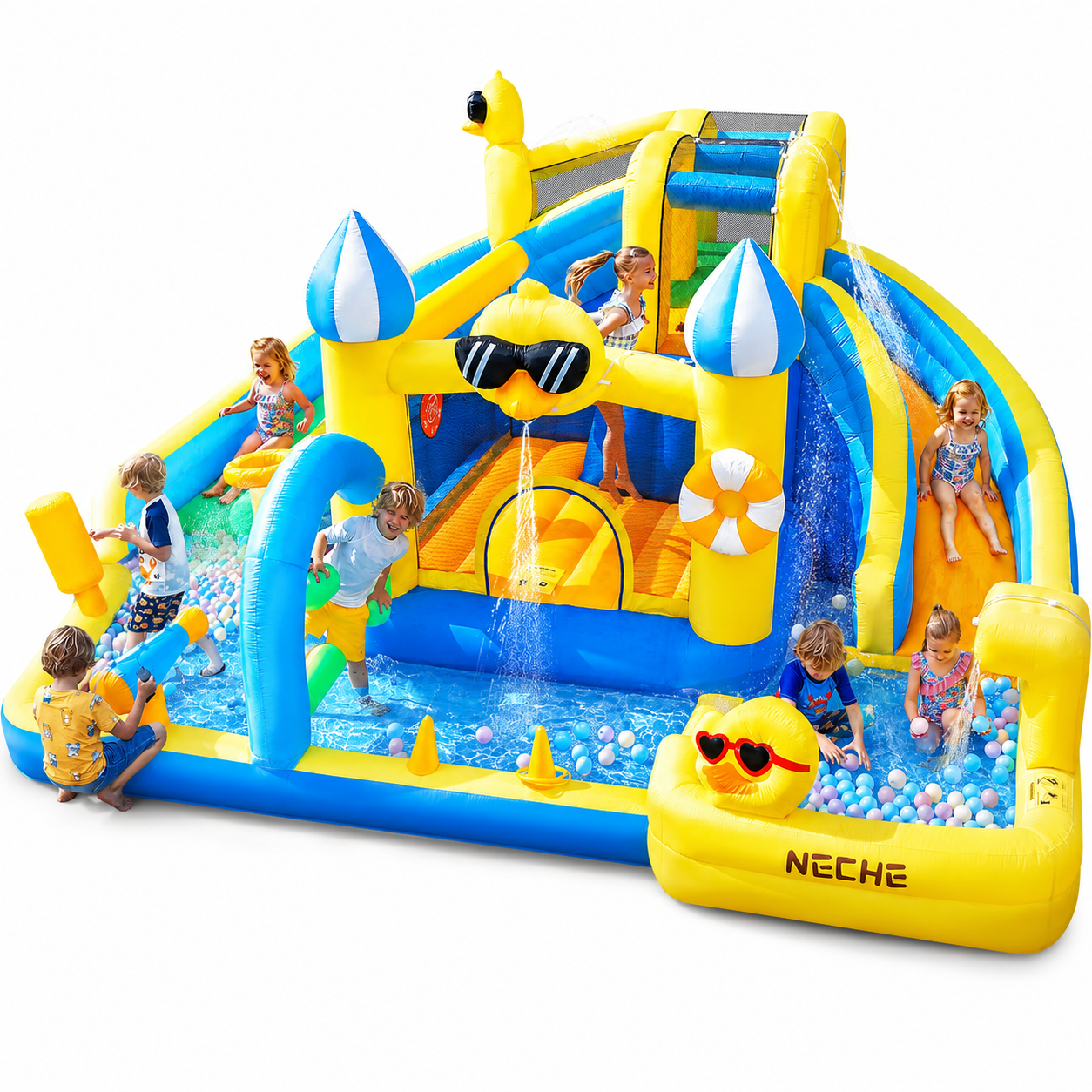Neche 190" Large Inflatable Water Slide with Blower, Outdoor Backyard Water Park, Splash Pool, Indoor Bounce House for Kids Ages 3-8, 500lbs Weights