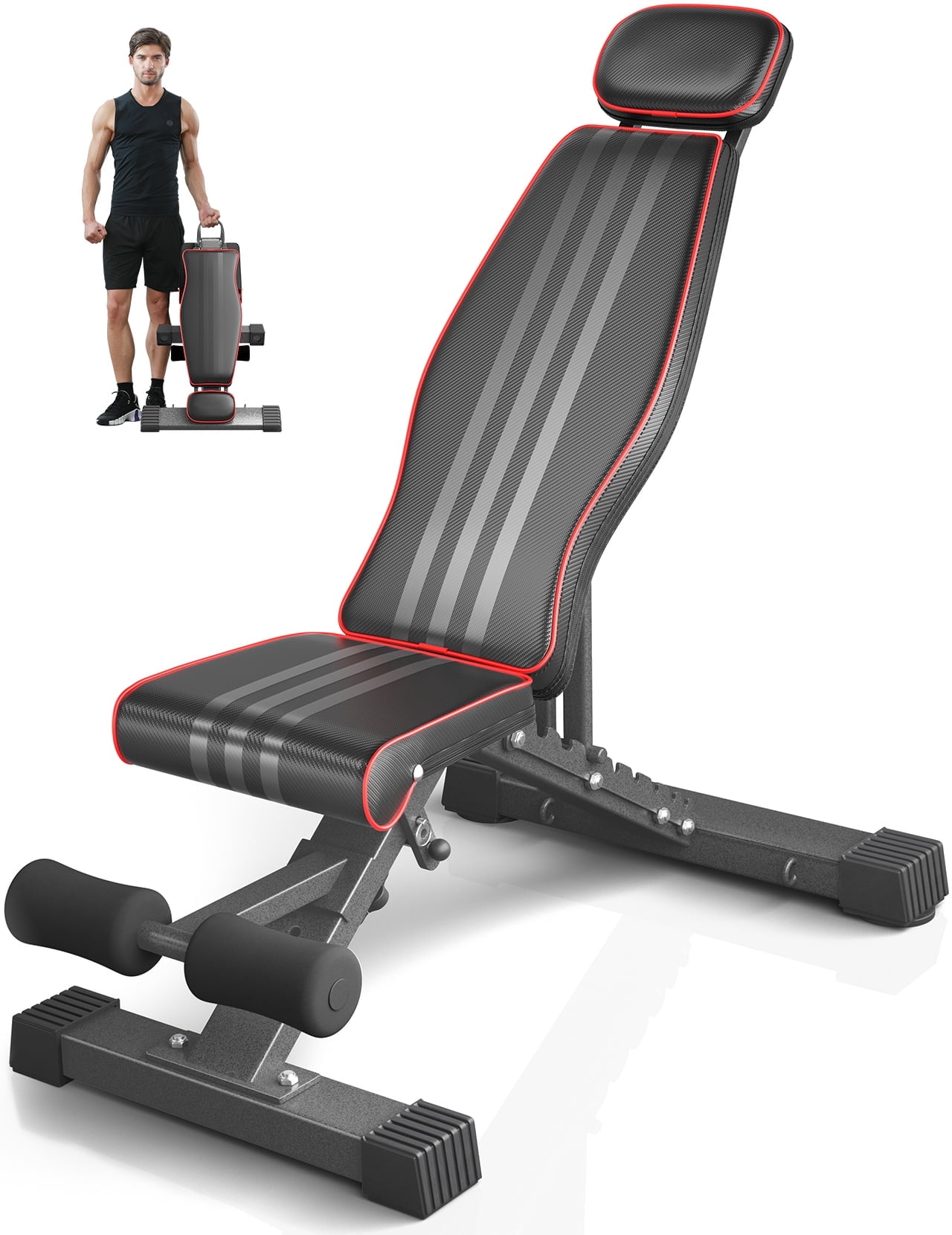 Adjustable Weight Bench Foldable Workout Bench 660lbs Home Gyms Press Dumbbell Neche Bench with Extended Head and Spine Support Walmart