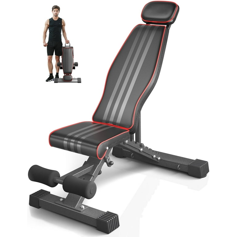 Adjustable Weight Bench Foldable Workout Bench 660lbs Home Gyms Press Dumbbell Neche Bench with Extended Head and Spine Support
