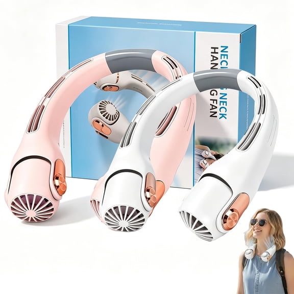 Neck Air Conditioner Fan, Portable Neck Fan with Dual Airflow, Bladeless Wearable Personal Cooler, Rechargeable Hands Free 3 Speeds, 360° Twistable Neck Cooler for Travel Outdoor Office