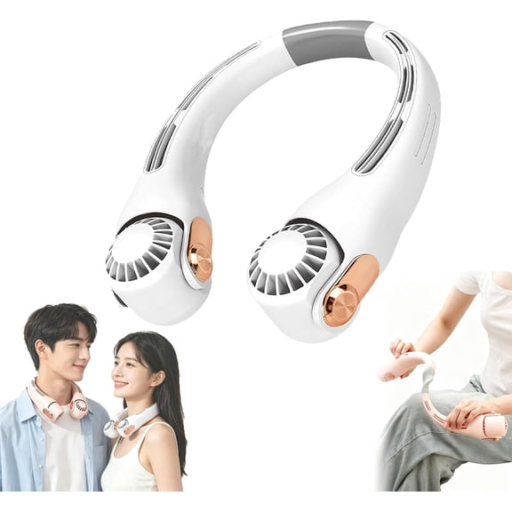 Neck Air Conditioner Fan – Ultra-Quiet, Portable & 360° Rotating – 3 Speeds, Hands‑free Cooling Neck Fans Rechargeable, Bladeless Wearable Personal Cooler, Long Battery, Perfect for Summer (B)