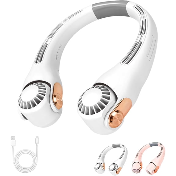Neck Air Conditioner Fan – Ultra‑quiet, 360° Rotatable Dual Turbine Neckfan, Rechargeable Portable Neckcooler, Low Noise Wearable Neck Fan for Outdoor Travel Work Gym