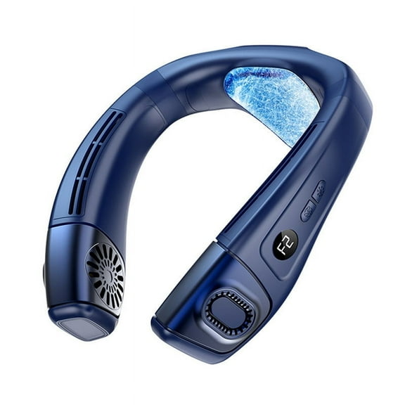 Neck Air Conditioner Fans That Blow Cold Air Cooling Device Wearable Fan,5200mAh Battery Rechargeable Personal Fan Blue