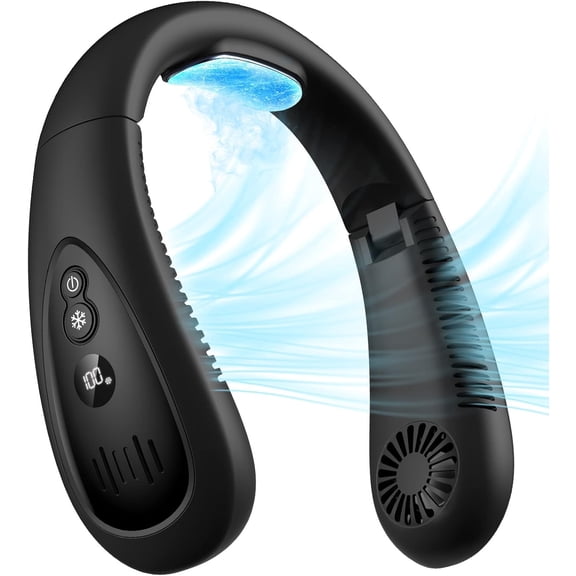 Neck Air Conditioner, Portable Fan with Cooling Plate 360Cooling Airflow, 5000mah Rechargeable USB Hands Free Bladeless Wearable Foldable Mini for Men Women Home Office Outdoor
