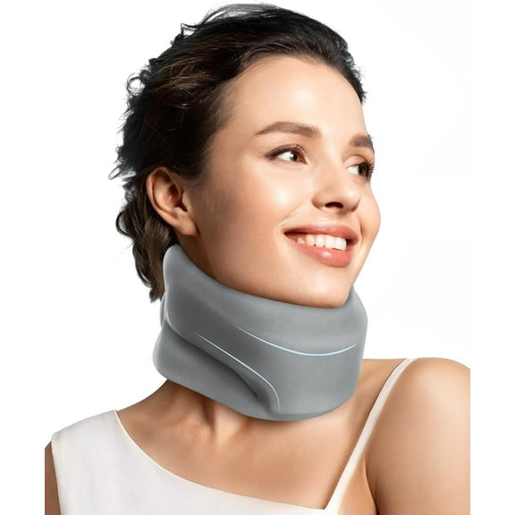 Neck Brace Cervical Collar - Neck Support Brace for Sleeping, Soft Foam Wraps Keep Vertebrae Stable and Aligned for Relief of Cervical Spine Pressure for Women & Men, (12.6-15.8 Inch)