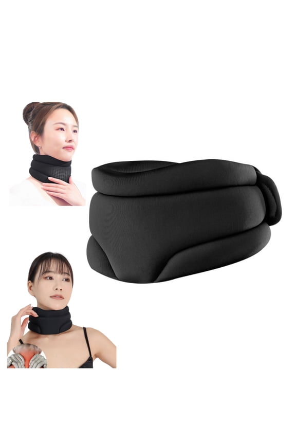 Neck Brace, Jademall Adjustable Breathable Neck Support Pillow, Premium Memory Foam Traction Device for Office Workers, Long Car Rides, Seniors - Black