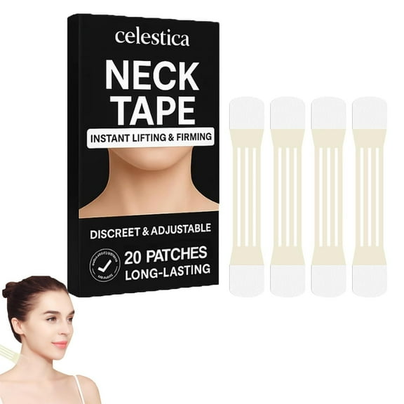 Neck Care Patches - 20 Pieces - Neck Tape 20 Pcs Neck Lifting Tape Turkey Necks for Double Chin & Lifting Saggy Skin High Elastic Breathable Reusable, 1 Box of Neck Care Patches, E Makeup Organizers