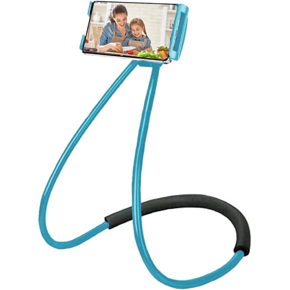 Neck Cell Phone Holder for Desk Bed,Bike and Motorcycle Phone Mount,Lazy Bracket Mobile Phone Stand Holder (Blue)