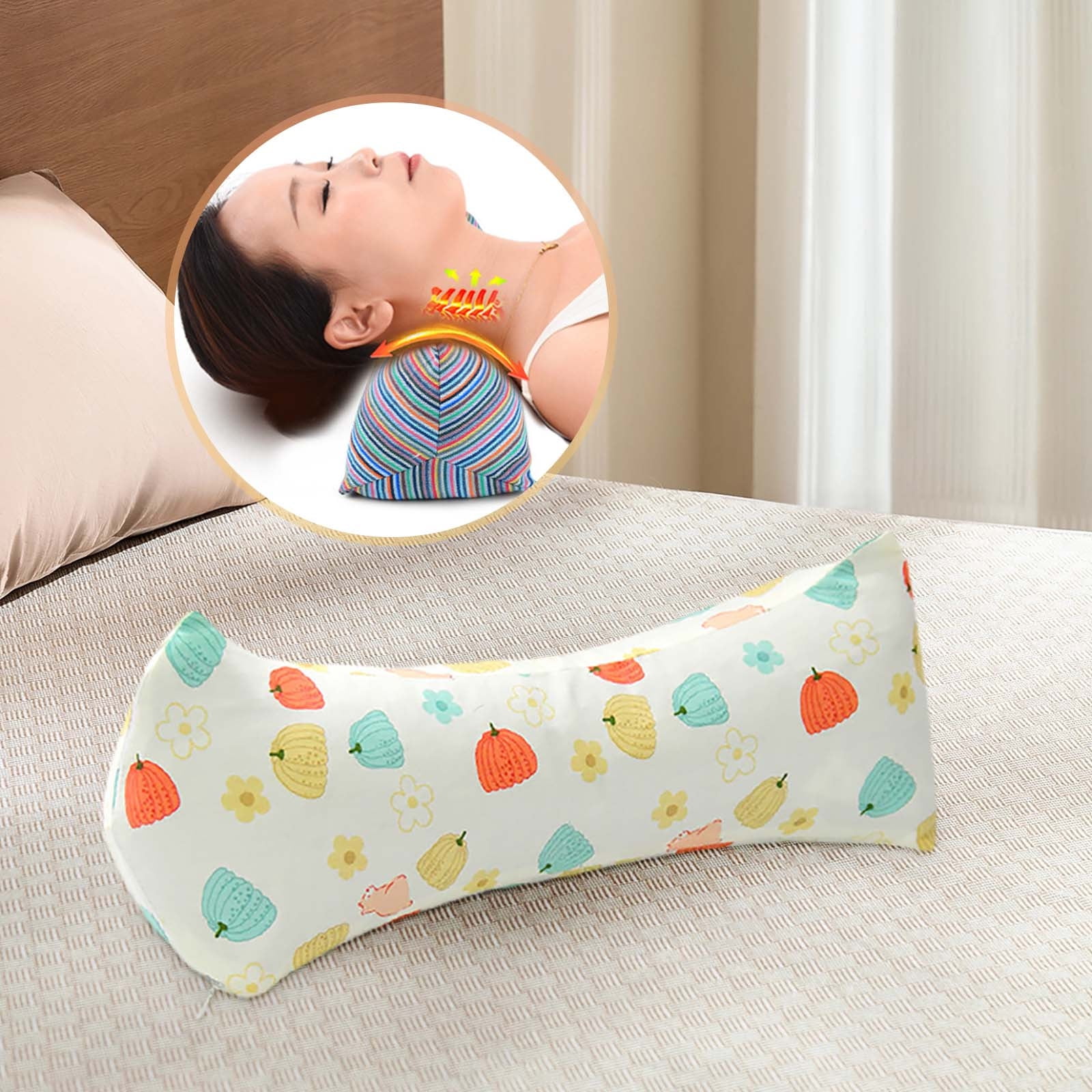 Round Cervical Roll Bolster Pillow,Cervical Neck Roll Pillow Linen Covers With Zipper,Cylindrical Pillow Cushion,for Head, Neck, Back And Legs(Green,15cmx70cm