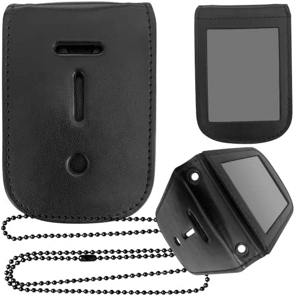 Neck Chain Police Badge Holder Double ID Card Storage with Inside