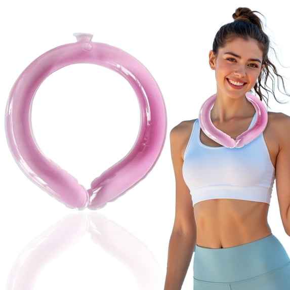 Neck Cooling Ring for Hot Weather, Reusable Wearable Neck Cooler Tube, Ice Pack Neck Cooling Collar, Long Lasting Heat Relief Band for Summer Outdoor Sports Working Travel Personal Cooling Device