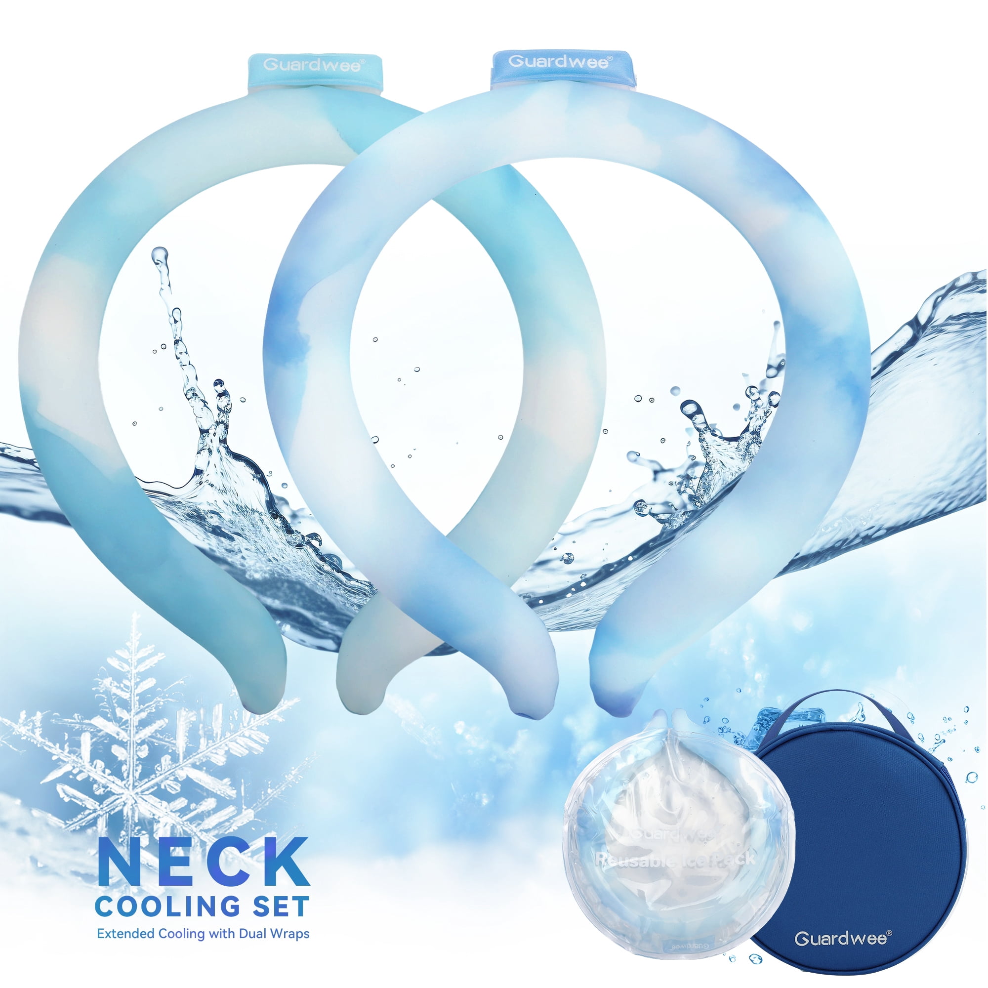 Neck Cooling Tube, 2 PCS Neck Cooling Wraps with Insulated Carry Bag & Reusable Ice Pack, Cooling System for Extended Outdoor Comfort, Wearable Neck Cooler for Summer Activities