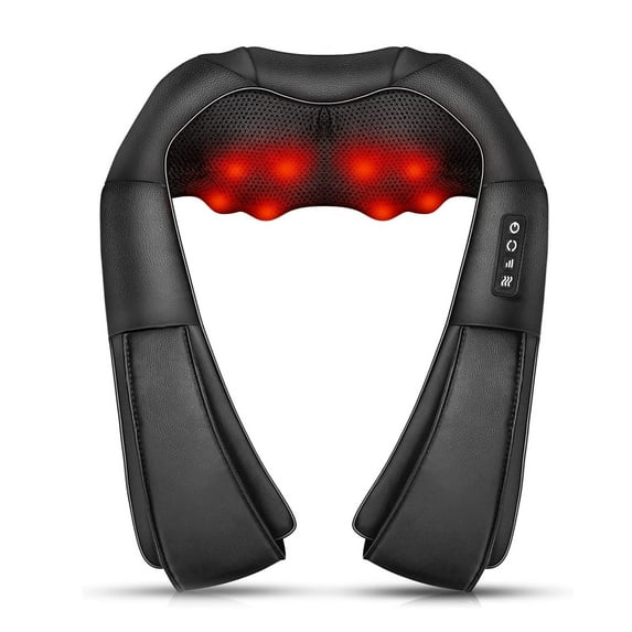 Korsmall Neck and Shoulder Massager with Heat, Shiatsu Deep Tissue Kneading, Muscle Pain Relief, Black
