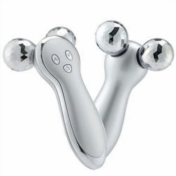 Neck Face EMS Roller Massager Electric 3D Vibration Body Slimming V-Shape Facial Lifting Handheld Skin Tightening Device (silver)
