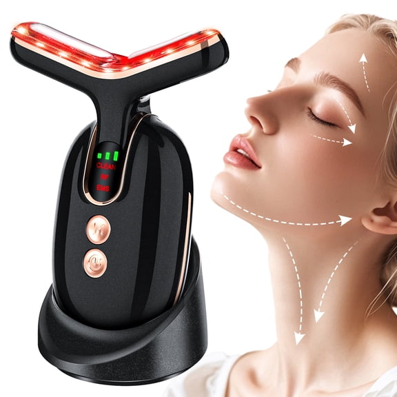 Neck Face Firming Removal Tool, Double Chin Reducer Skin Rejuvenation Neck Face Lift Anti-Aging Beauty Device on Triple Action LED Therapy, Thermal and Vibration Technologies for Skin Care