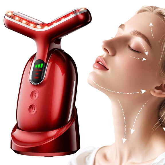 Neck Face Firming Removal Tool, Double Chin Reducer Skin Rejuvenation Neck Face Lift Anti-Aging Beauty Device on Triple Action LED Therapy, Thermal and Vibration Technologies for Skin Care