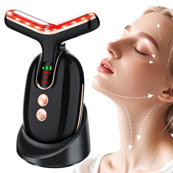 Neck Face Firming Removal Tool, Double Chin Reducer Skin Rejuvenation Neck Face Lift Anti-Aging Beauty Device on Triple Action LED Therapy, Thermal and Vibration Technologies for Skin Care