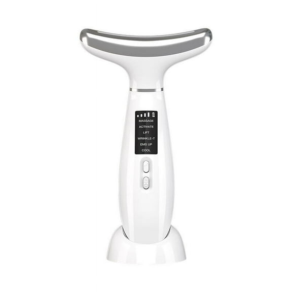 Neck Face Massage Machine, Multifunctional Face Lift Device, Double Chin Reducer, Portable 6 Modes Vibrating Face Sculpting Tool for Women and Man (White)