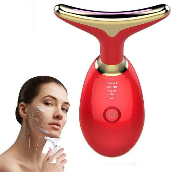 Neck Face Massager Face Sculpting Tool 3 Colour Modes and Vibration for Facial Massager for Double Chin, Red
