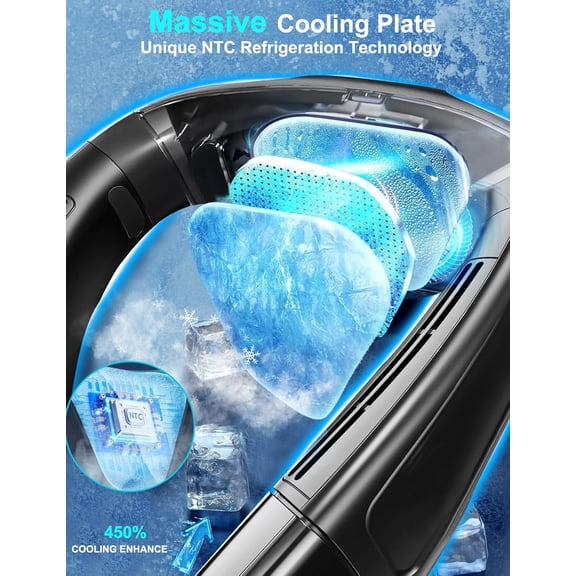 Neck Fan Conditioner with Large Cooling Plate, Portable Wearable Personal AC Quiet Back Outlet 6000mAh Rechargeable for Travel Office