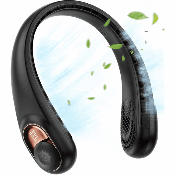 Portable Fan, Clooing Bladeless Neck Fans That Blow Cold Air 3 Speeds 5200mAh Gifts for Women Men, Black